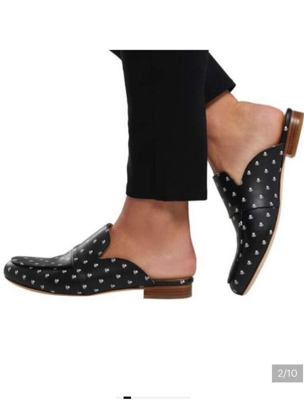 G/Fore Killer Skull & Ts Mules-Onyx Leather - Womens Golf Shoes